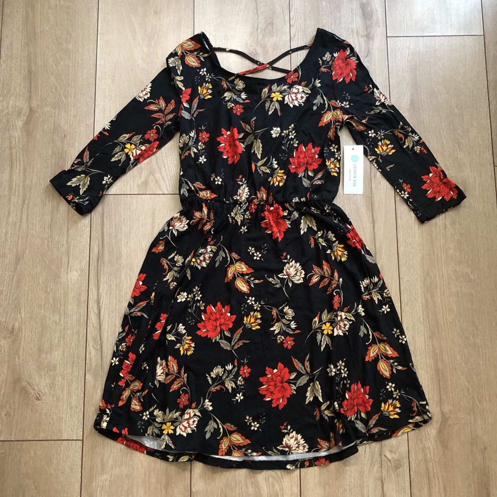 French Grey Floral Dress